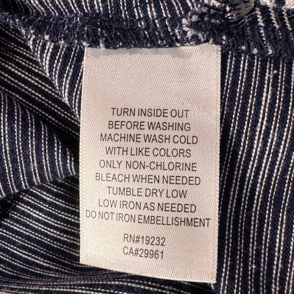 Alfred Dunner X-Large Top Striped Floral Embroidered 3/4 Sleeve Stretch Slits - Picture 9 of 9